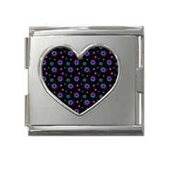 Stars Pattern Art Design Mega Link Heart Italian Charm (18mm) by Ravend