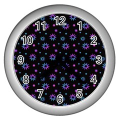 Stars Pattern Art Design Wall Clock (silver)