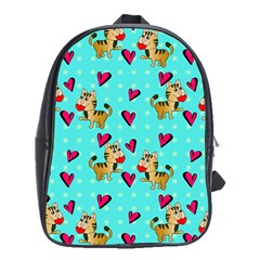 Cat Love Pattern School Bag (xl)