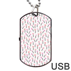 Flowers Pattern Decoration Design Dog Tag Usb Flash (one Side) by Ravend