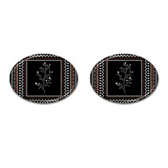 Flowers Line Art Wall Decoration Cufflinks (oval)