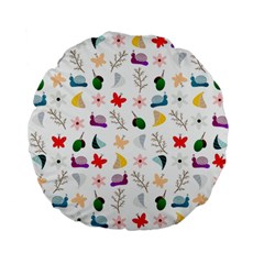 Snail Butterfly Pattern Seamless Standard 15  Premium Round Cushions