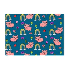 Flowers Pink Pig Piggy Seamless Crystal Sticker (a4) by Ravend