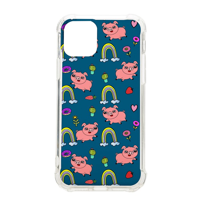 Flowers Pink Pig Piggy Seamless iPhone 11 Pro 5.8 Inch TPU UV Print Case