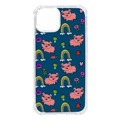 Flowers Pink Pig Piggy Seamless Iphone 14 Tpu Uv Print Case by Ravend