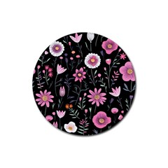 Flowers Pattern Rubber Coaster (round)