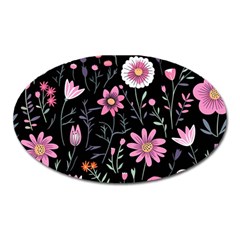 Flowers Pattern Oval Magnet by Ravend