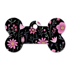 Flowers Pattern Dog Tag Bone (two Sides) by Ravend