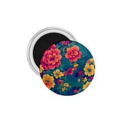 Floral Art Flowers Textile 1 75  Magnets