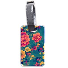 Floral Art Flowers Textile Luggage Tag (two Sides)