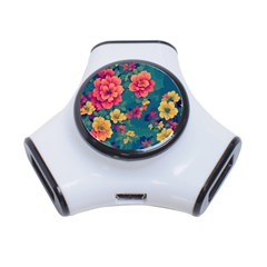 Floral Art Flowers Textile 3-port Usb Hub