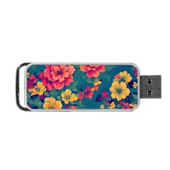 Floral Art Flowers Textile Portable Usb Flash (one Side) by Ravend