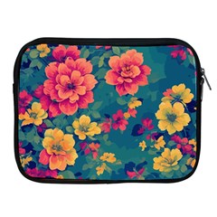 Floral Art Flowers Textile Apple Ipad 2/3/4 Zipper Cases by Ravend