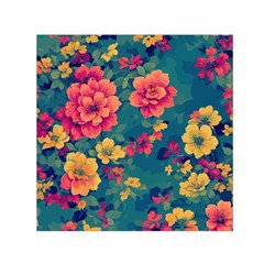 Floral Art Flowers Textile Square Satin Scarf (30  X 30 )
