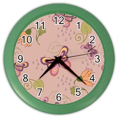 Butterfly Background Pattern Texture Color Wall Clock by Ravend