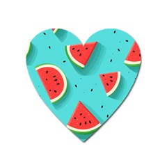 Watermelon Fruit Slice Heart Magnet