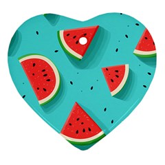 Watermelon Fruit Slice Heart Ornament (two Sides)