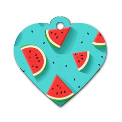 Watermelon Fruit Slice Dog Tag Heart (two Sides)