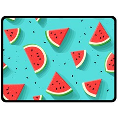 Watermelon Fruit Slice Fleece Blanket (large) by Ravend