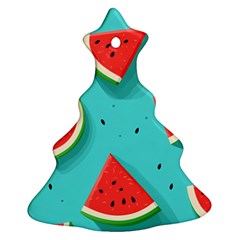 Watermelon Fruit Slice Christmas Tree Ornament (two Sides) by Ravend