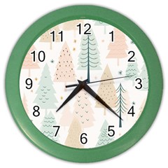 Trees Christmas Color Wall Clock