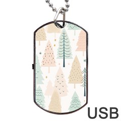 Trees Christmas Dog Tag Usb Flash (one Side)