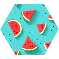 Watermelon Fruit Slice Wooden Puzzle Hexagon by Ravend