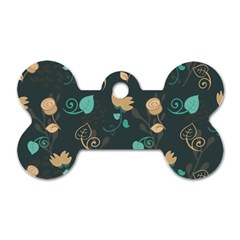 Flowers Leaves Pattern Seamless Dog Tag Bone (one Side) by Ravend