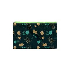 Flowers Leaves Pattern Seamless Cosmetic Bag (xs)