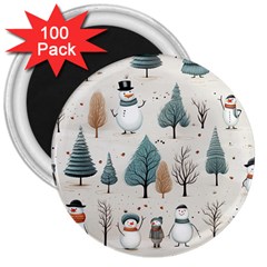 Snowman Snow Christmas 3  Magnets (100 Pack) by Ravend