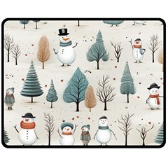 Snowman Snow Christmas Two Sides Fleece Blanket (medium)