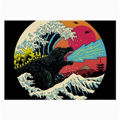 Retro Wave Kaiju Godzilla Japanese Pop Art Style Large Glasses Cloth (2 Sides) by Modalart