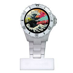 Retro Wave Kaiju Godzilla Japanese Pop Art Style Plastic Nurses Watch by Modalart