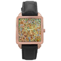 Art Modern Painting Acrylic Canvas Rose Gold Leather Watch  by Amaryn4rt