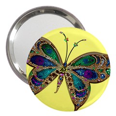 Butterfly Mosaic Yellow Colorful 3  Handbag Mirrors by Amaryn4rt