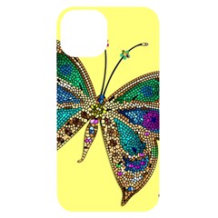 Butterfly Mosaic Yellow Colorful Iphone 14 Black Uv Print Case by Amaryn4rt