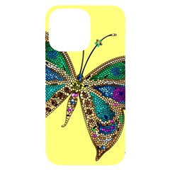 Butterfly Mosaic Yellow Colorful Iphone 14 Pro Max Black Uv Print Case by Amaryn4rt