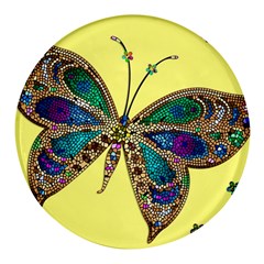 Butterfly Mosaic Yellow Colorful Round Glass Fridge Magnet (4 Pack) by Amaryn4rt