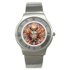 Drawing Olw Bird Stainless Steel Watch