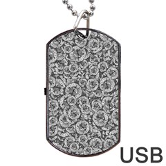 Vintage Clock Motif Pattern Dog Tag Usb Flash (one Side) by dflcprintsclothing