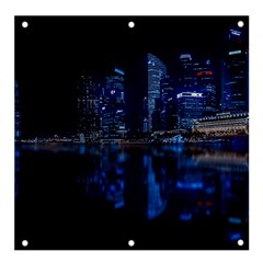 Illuminated Cityscape Against Blue Sky At Night Banner And Sign 4  X 4 