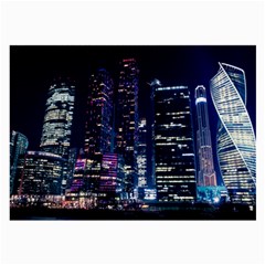 Black Building Lighted Under Clear Sky Large Glasses Cloth (2 Sides) by Modalart