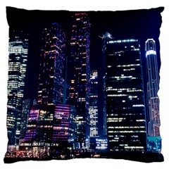 Black Building Lighted Under Clear Sky Large Cushion Case (one Side) by Modalart