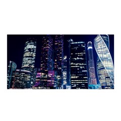 Black Building Lighted Under Clear Sky Satin Wrap 35  X 70  by Modalart