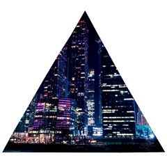 Black Building Lighted Under Clear Sky Wooden Puzzle Triangle by Modalart