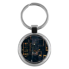 Photo Of Buildings During Nighttime Key Chain (round) by Modalart