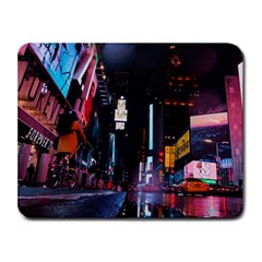 Roadway Surrounded Building During Nighttime Small Mousepad