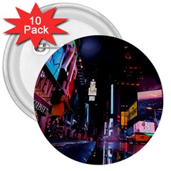 Roadway Surrounded Building During Nighttime 3  Buttons (10 pack) 