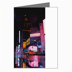 Roadway Surrounded Building During Nighttime Greeting Card