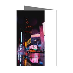 Roadway Surrounded Building During Nighttime Mini Greeting Cards (Pkg of 8)